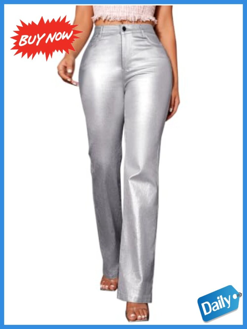 Faux Leather High Waisted Straight Leg Pants for Night Out
